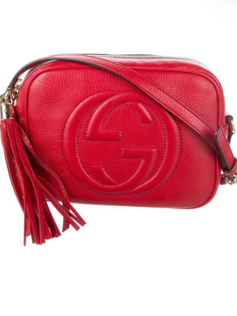Gucci Red Pebbled Leather Crossbody with Tassel